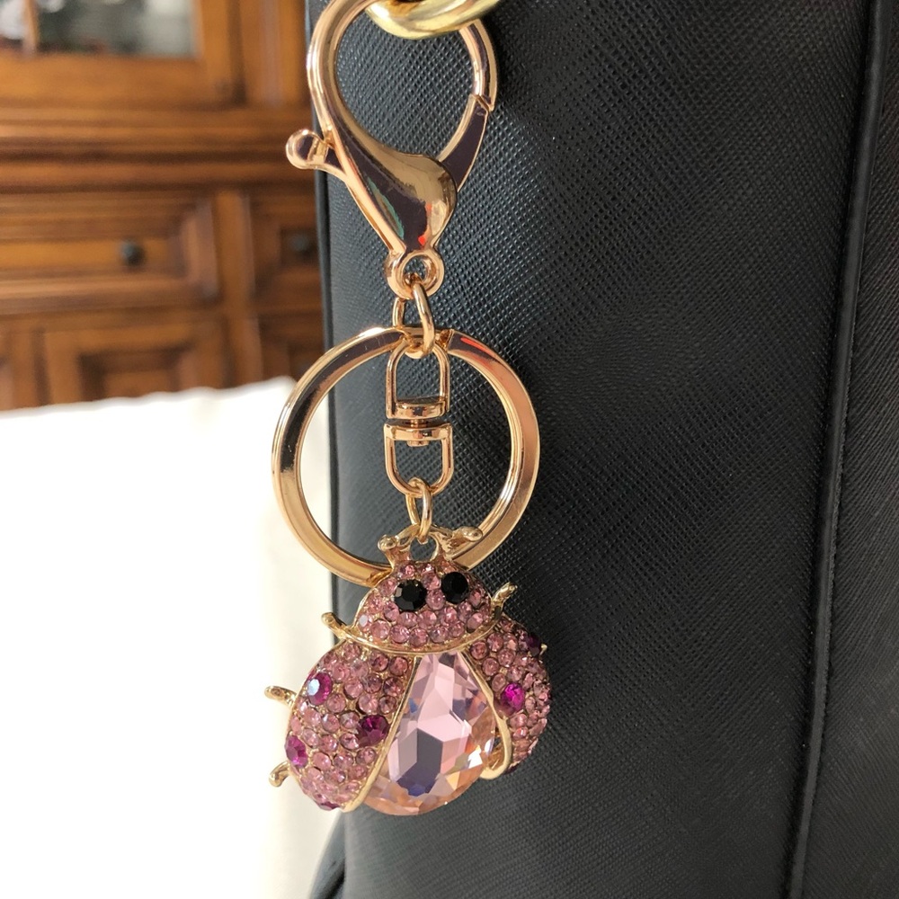 NWOT Gold and Pink Ladybug Purse Charm Keychain